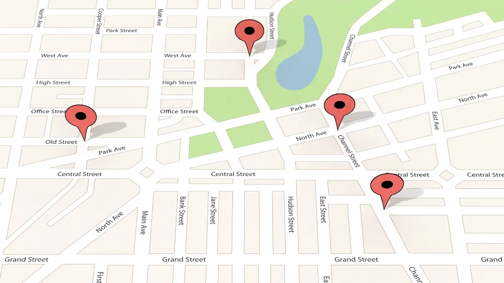 Map with location pins
