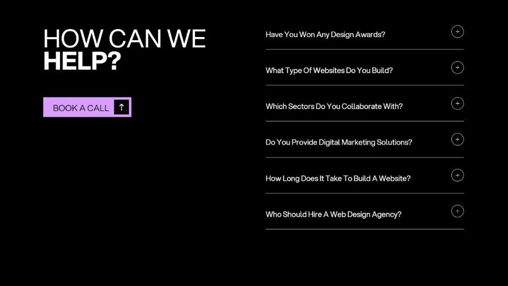 Archived website screenshot showing a frequently asked questions section
