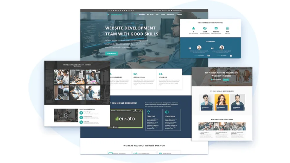 Collage of website layouts from the original WordPress section