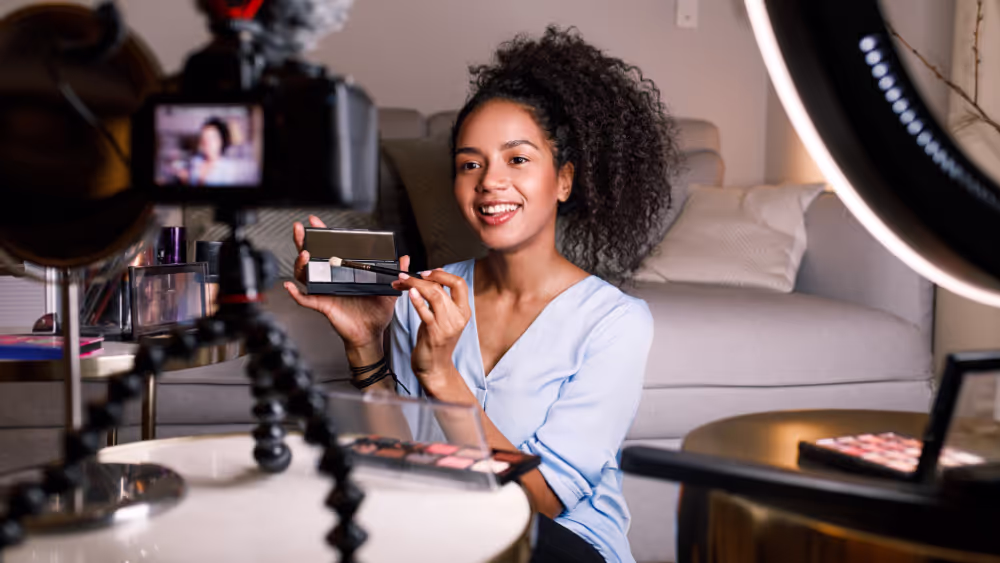 Creator recording a product demonstration with a camera