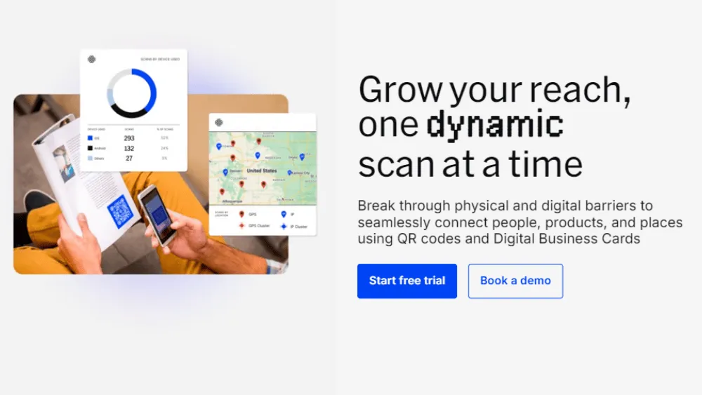 Archived Uniqode page with the heading Grow your reach one dynamic scan at a time
