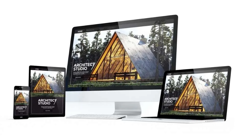Website displayed across desktop, tablet and phone screens