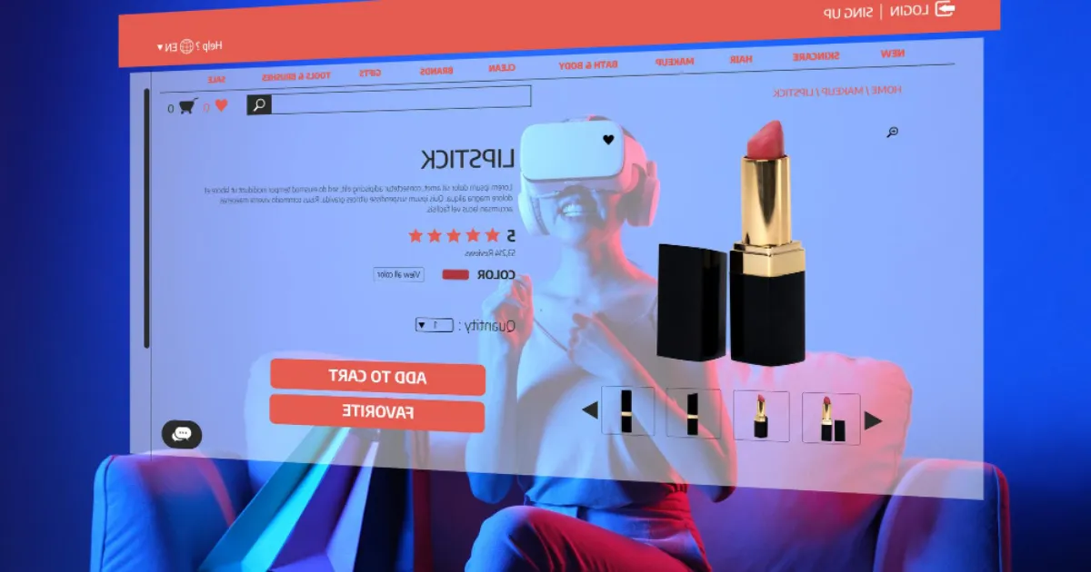 Beauty product website displayed on a computer screen