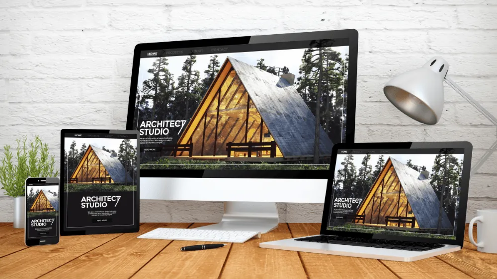 Website shown across desktop, tablet and phone screens