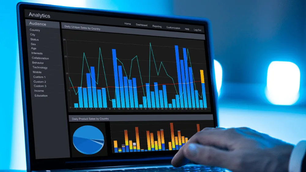 Analytics charts displayed on a monitor