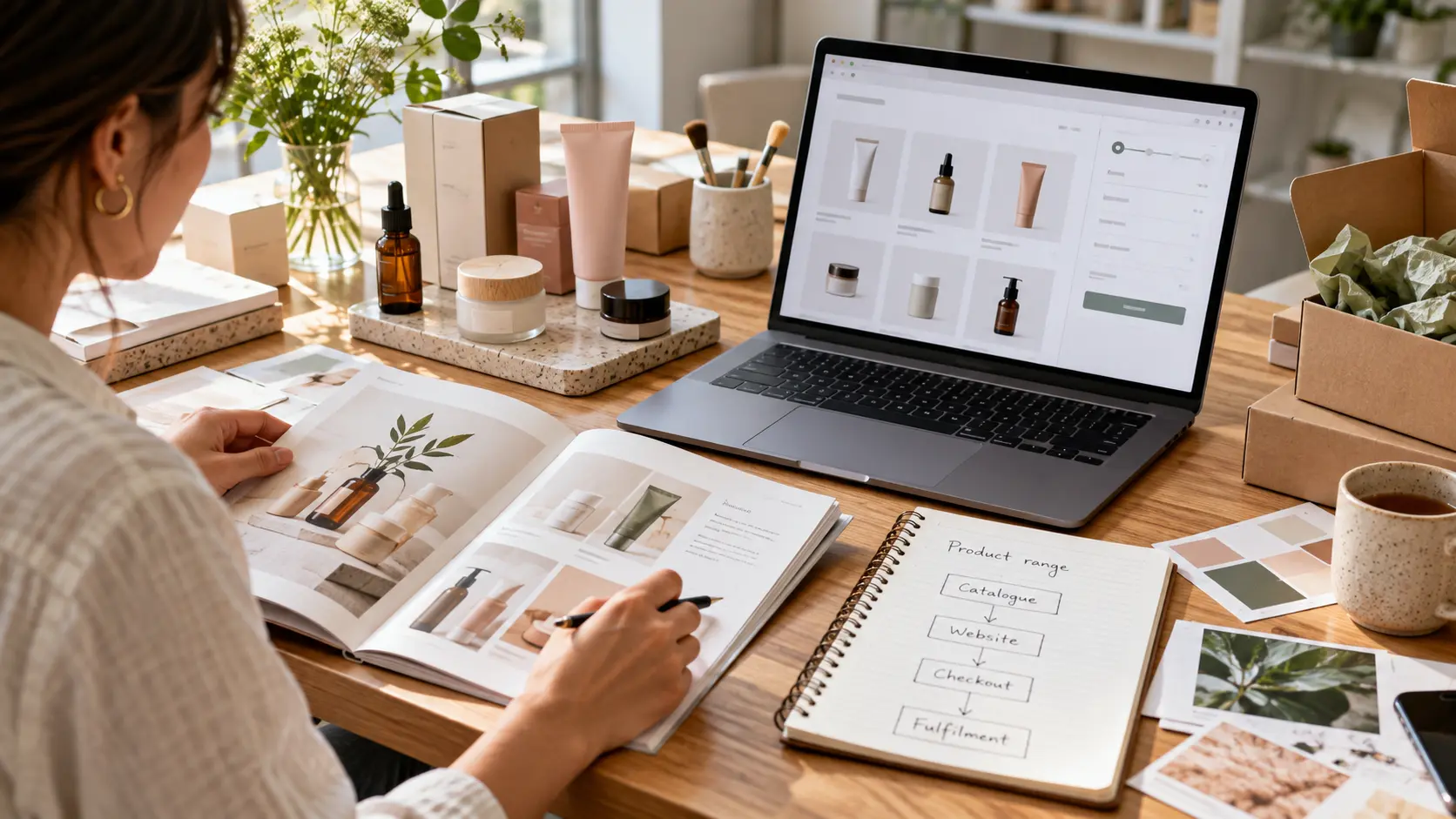 Retailer planning a product catalogue and checkout workflow