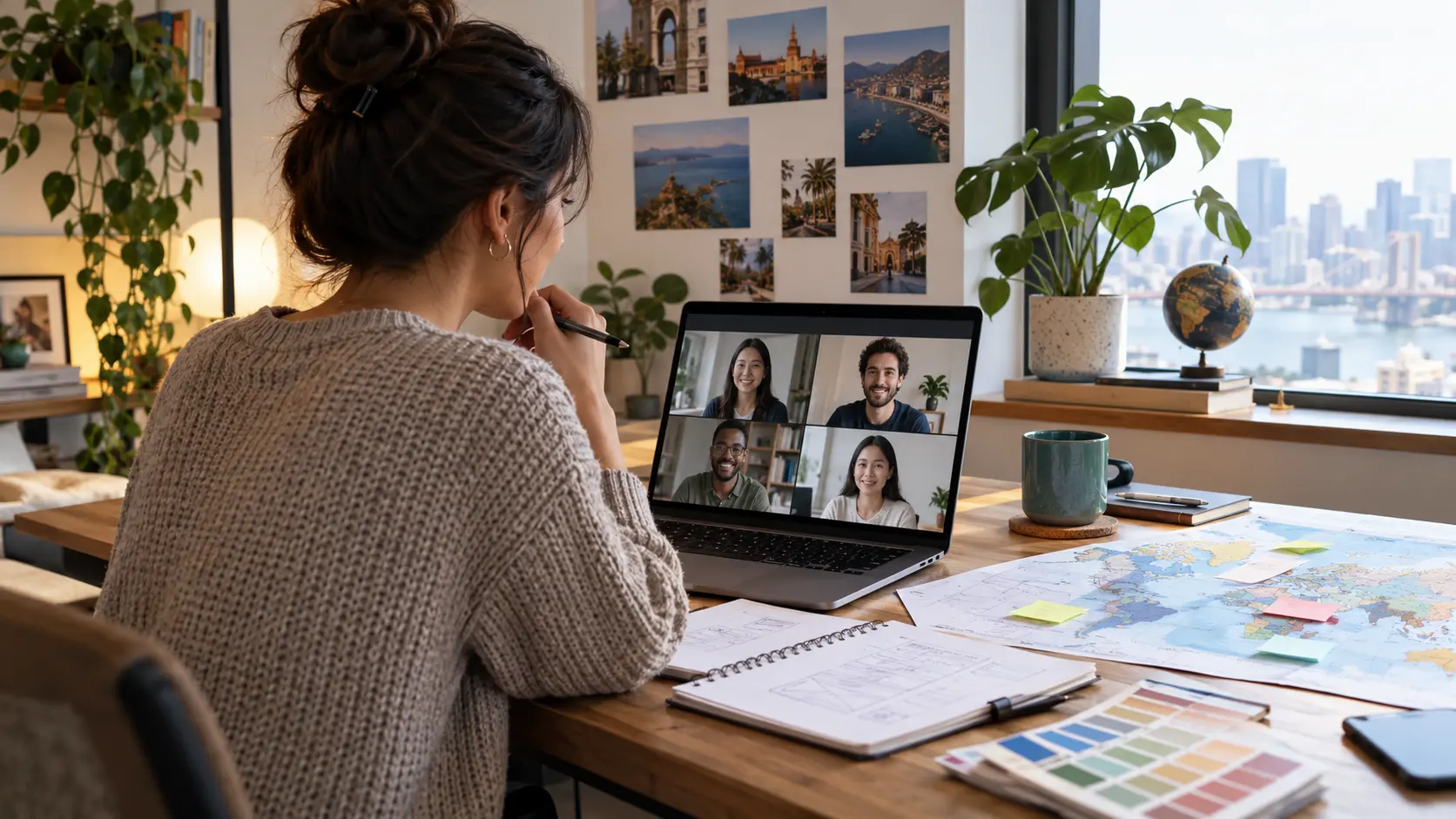 Designer and developer reviewing page layouts and implementation together