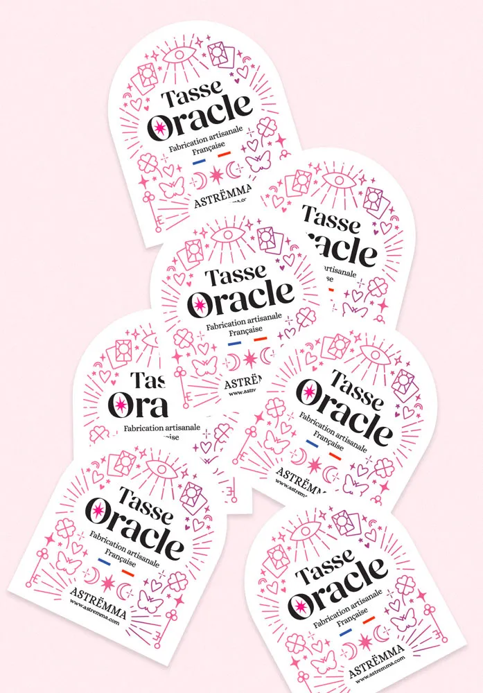 Création graphique des étiquettes des tasses oracle de la boutique en ligne Astrëmma.