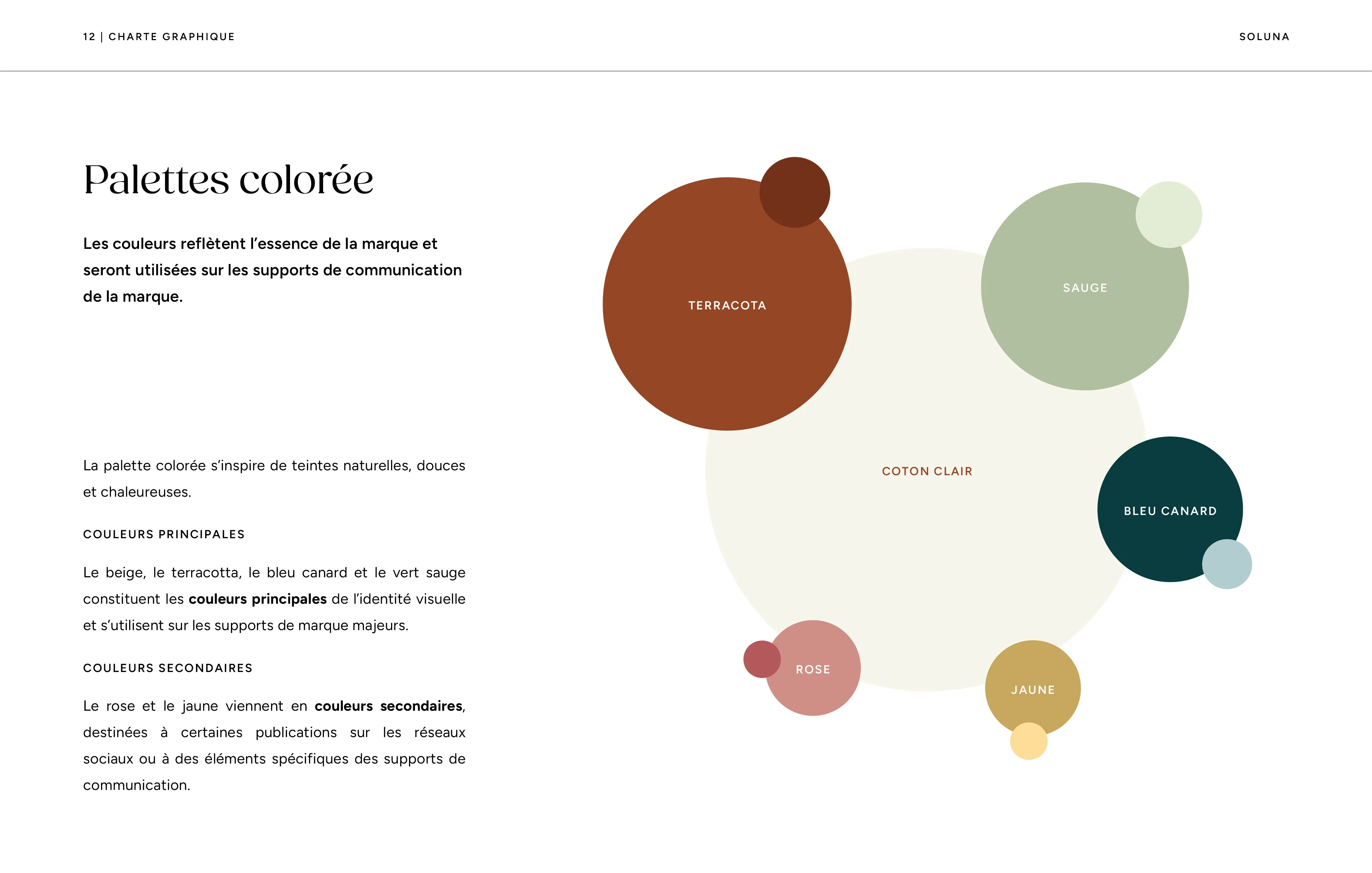 Charte graphique Soluna, retraites holistiques.