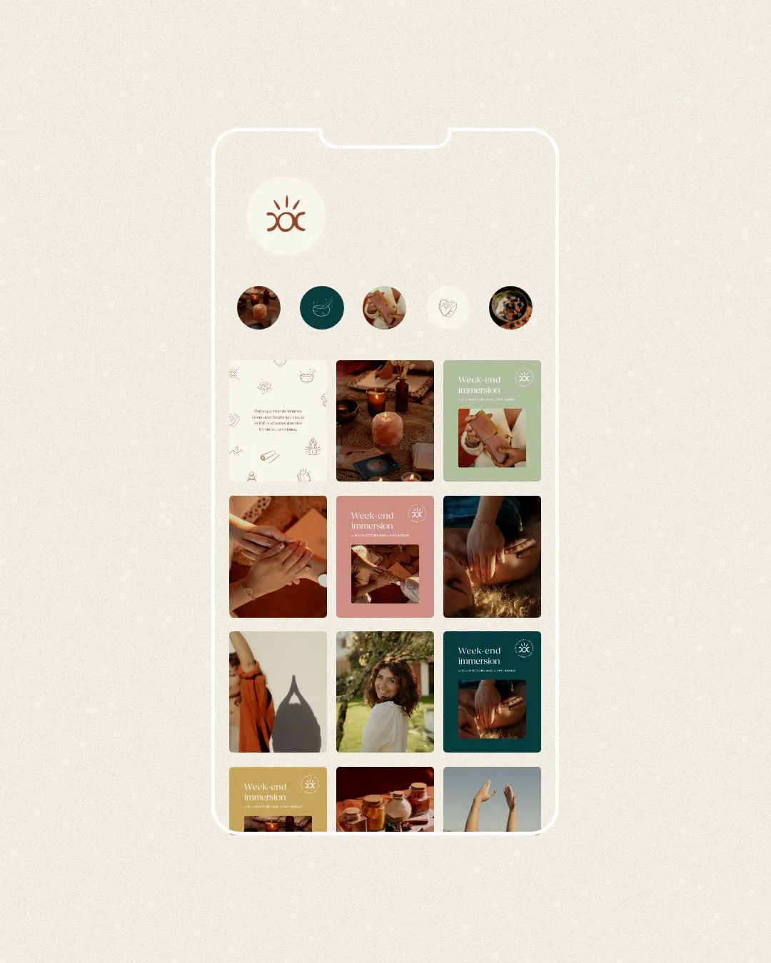 Template Instagram pour présenter les retraites & évènements Soluna.