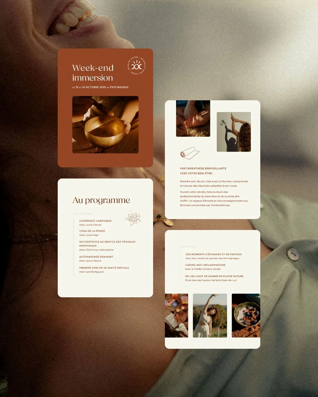 Template Instagram pour présenter les retraites & évènements Soluna.