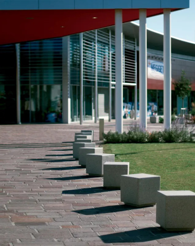 Afrika National Granite turnkey service showing finished stone installation in an outdoor commercial space.