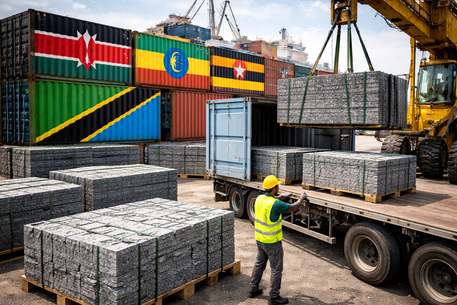 South African granite slabs destined for East African construction markets