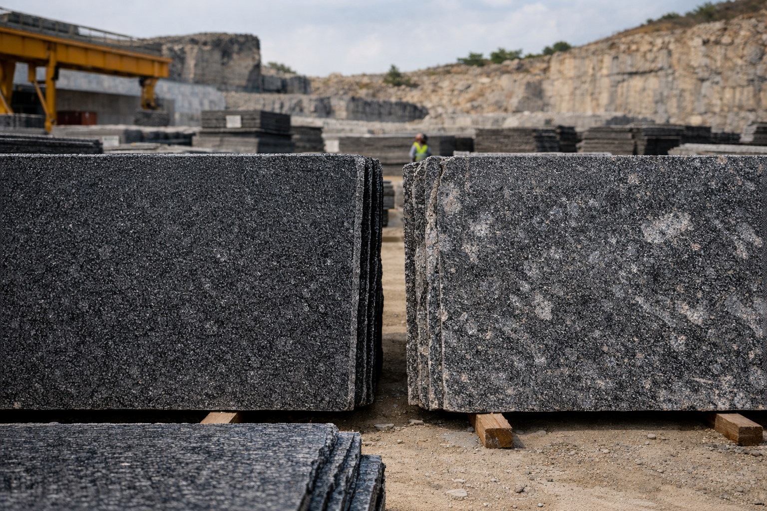 Granite slab grading comparison showing first choice and second choice quality