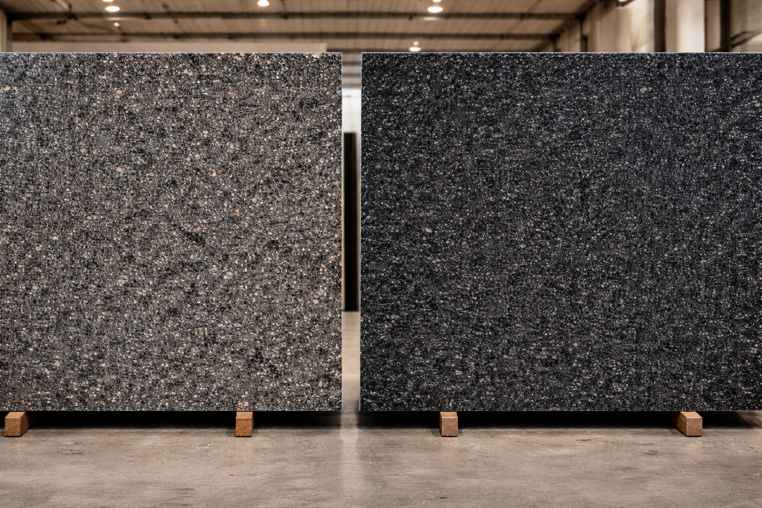 K2 and Sonop Rustenburg granite slab comparison showing quarry variations