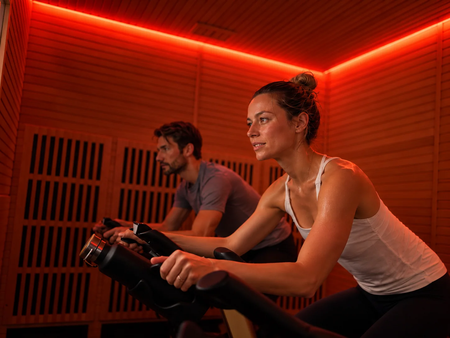 Séance de vélo dans une cabine chauffée à l'infrarouge Spark Club