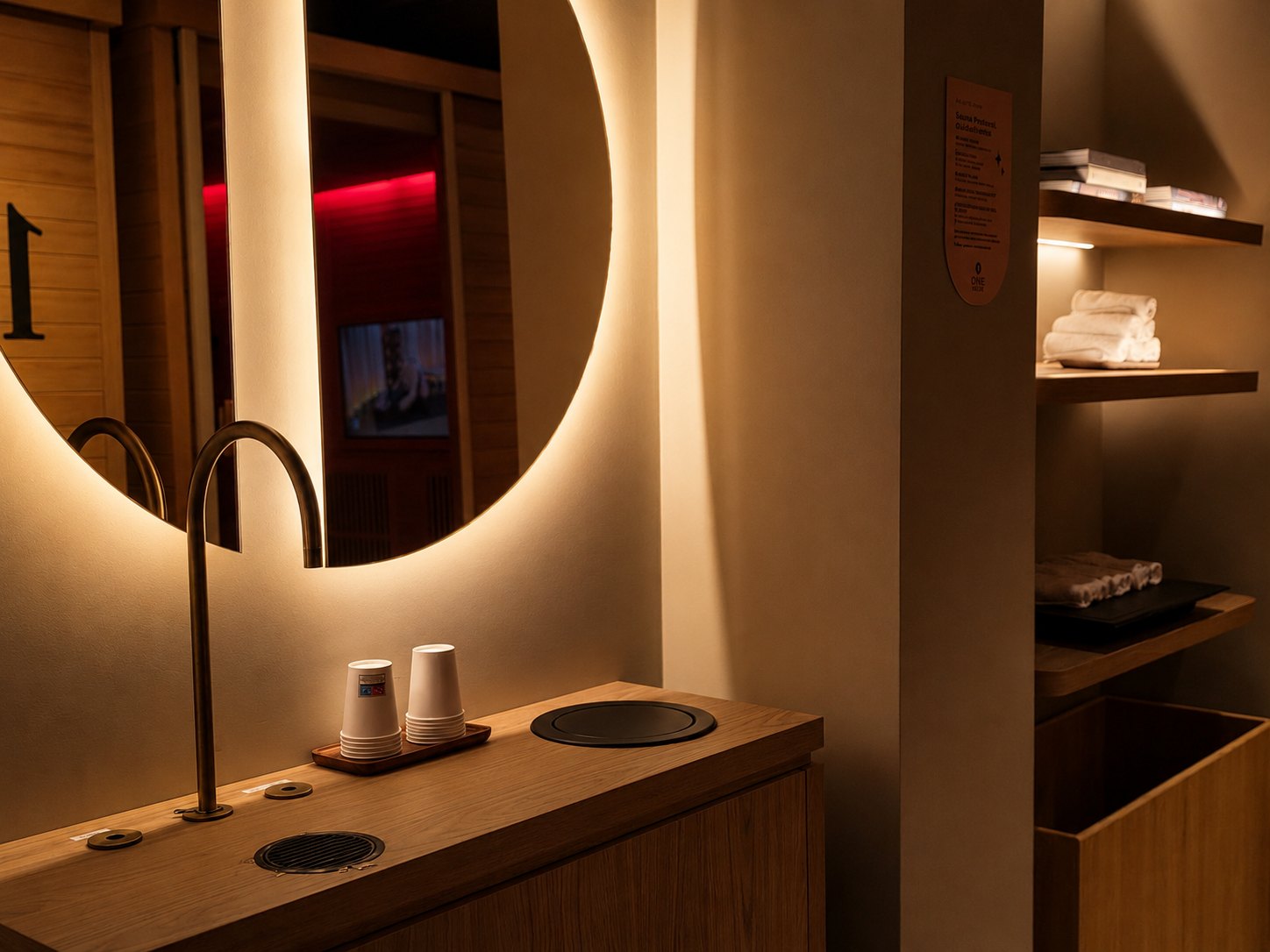 Water point and towels at Spark Club Sentier