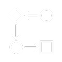 Flowchart icon with arrows connecting diamond, circles, and square shapes representing process steps.