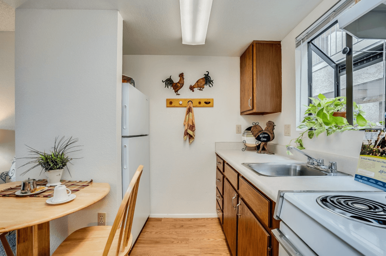 Apartment kitchenette and small dining area — view 3 at LifeStream at Glendale.