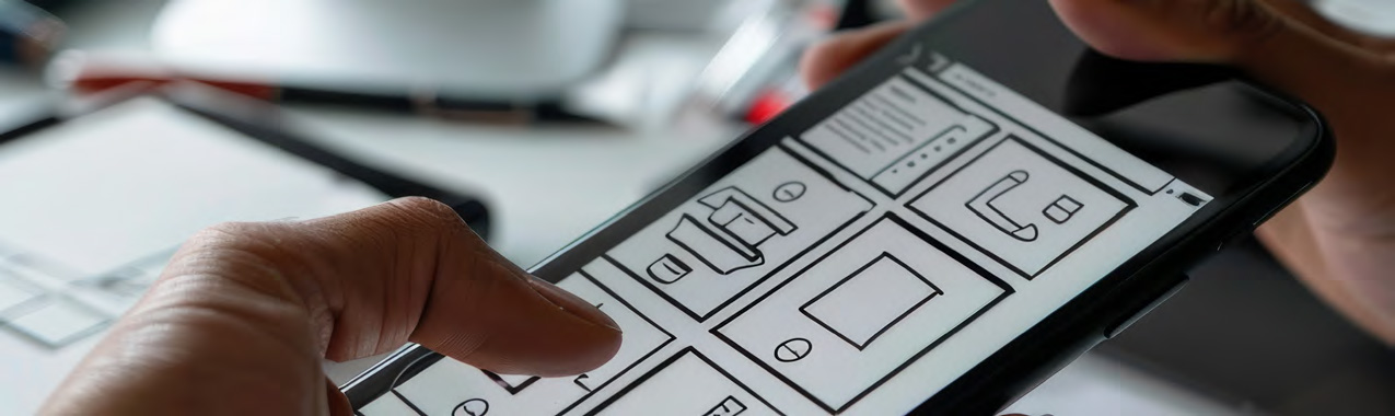 mobile device displaying hand drawn sketch of user experience