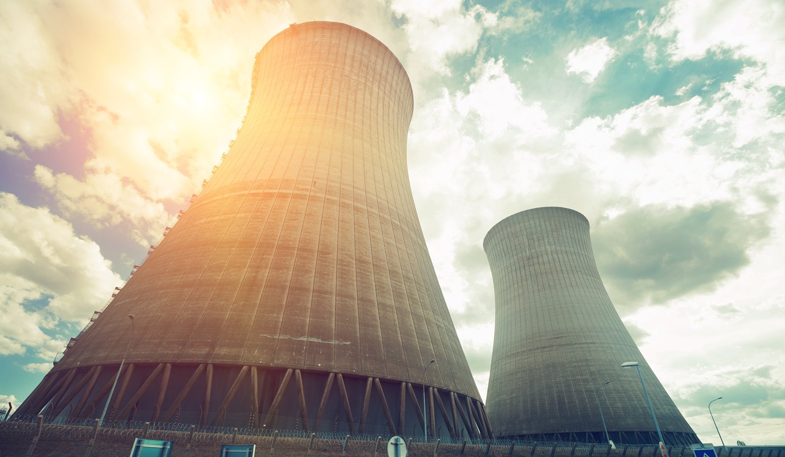 View of Dampierre nuclear power plant with cooling towers