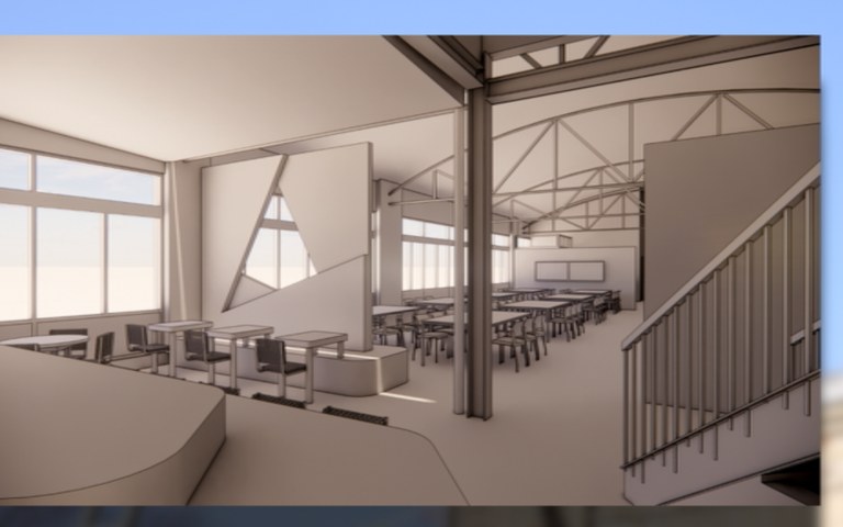 Rendering of the planned engineering hub interior in downtown Muskegon