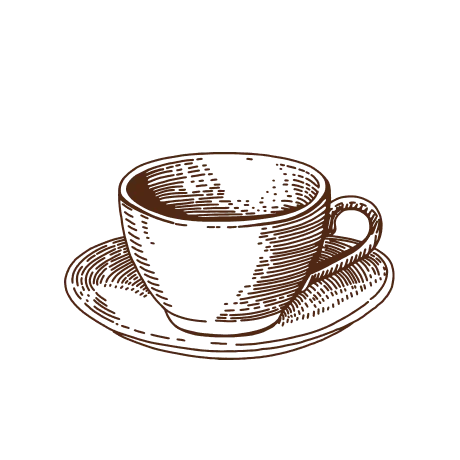 Sketch illustration of a mug in brown ink