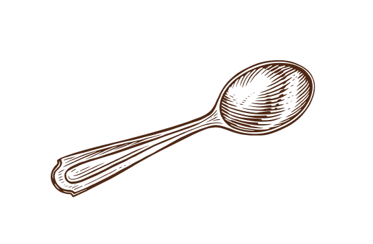 Sketch illustration of a spoon in brown ink