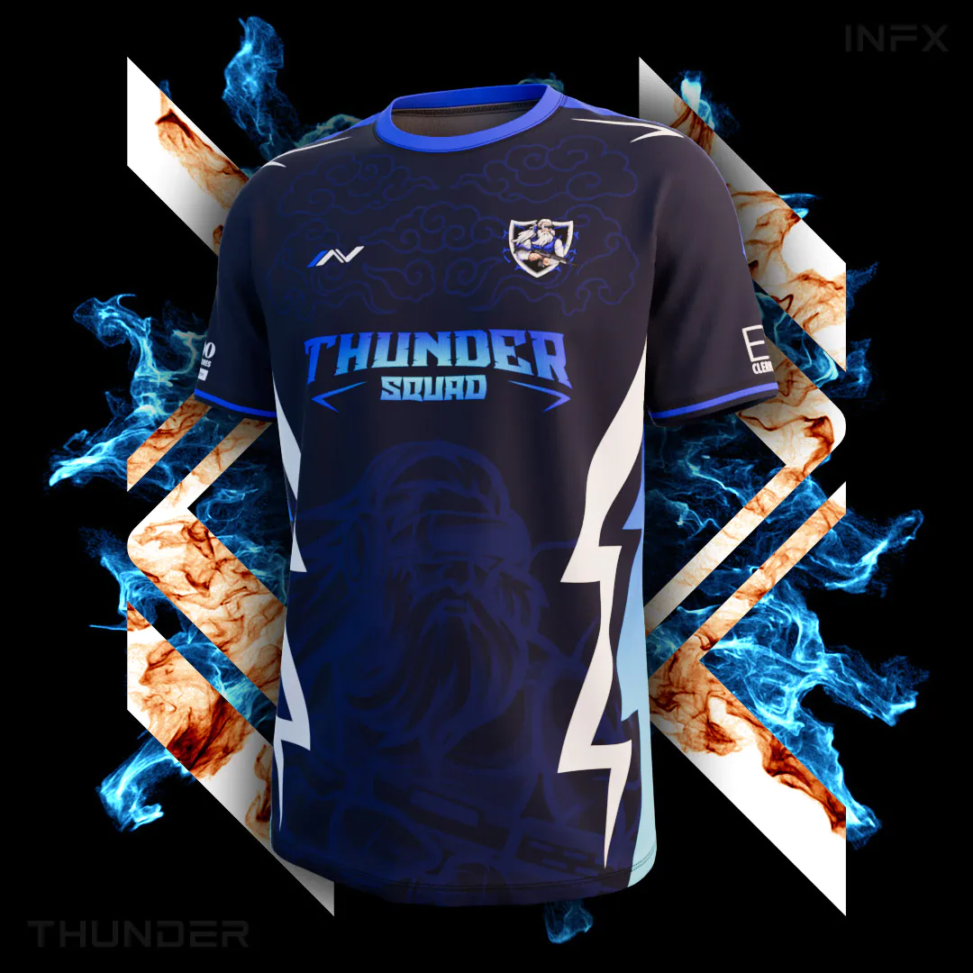 Maillot esport de la team Thunder bleu