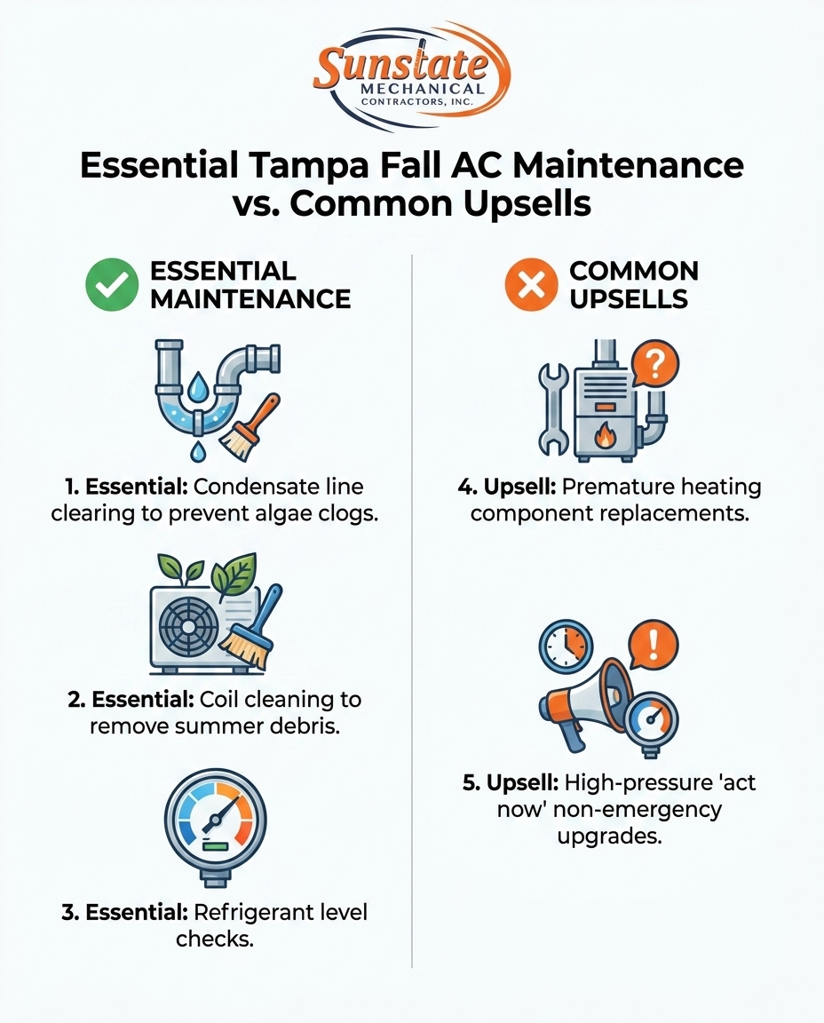 Essential Tampa Fall AC Maintenance vs. Common Upsells