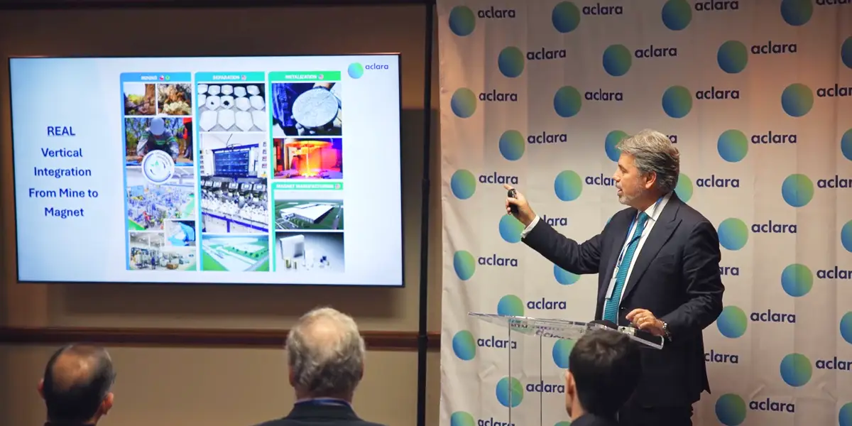 Aclara CEO Ramon Barua speaks at the Company's separation pilot plant inauguration at Virginia Tech