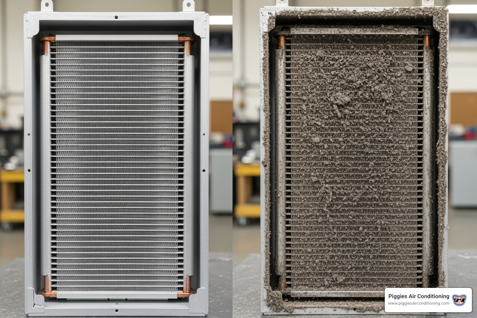 clean vs dirty HVAC coil - air cleaner system covina clean vs dirty HVAC coil - air cleaner system covina