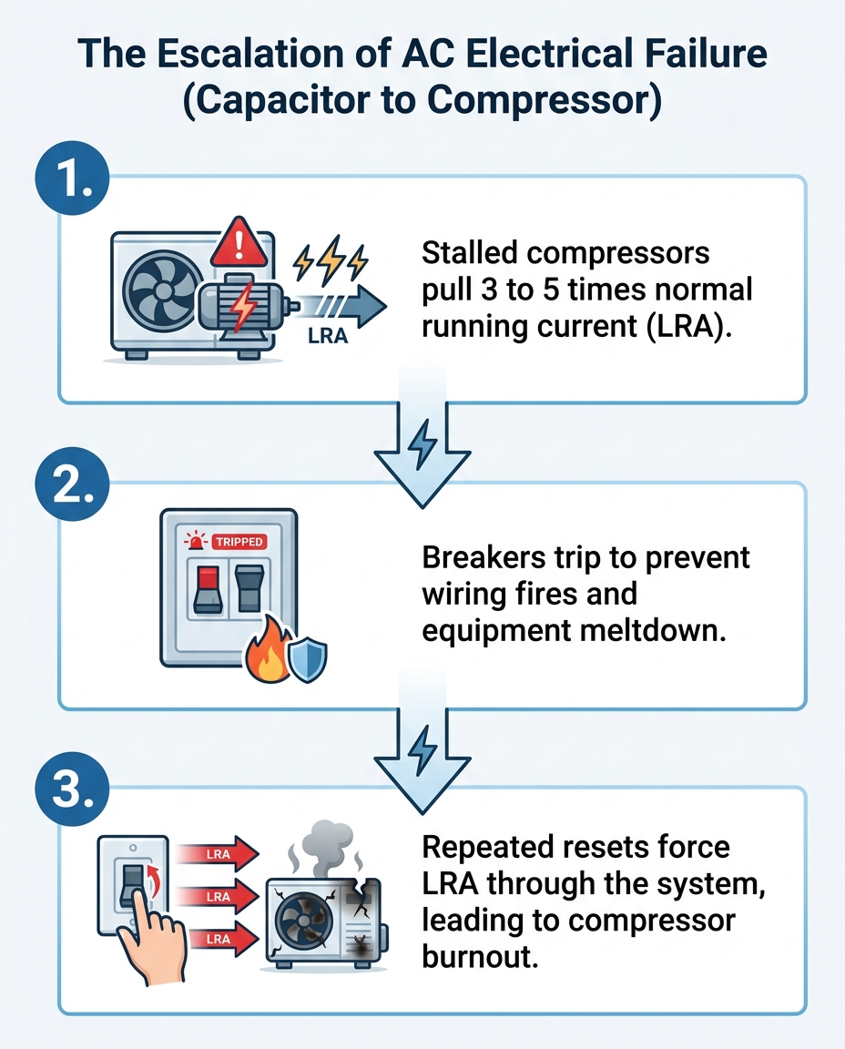 The Escalation of AC Electrical Failure (Capacitor to Compressor)
