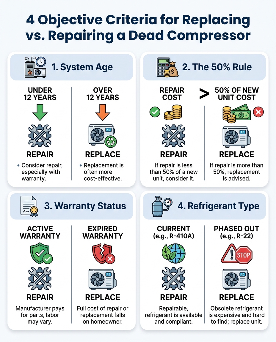 4 Objective Criteria for Replacing vs. Repairing a Dead Compressor