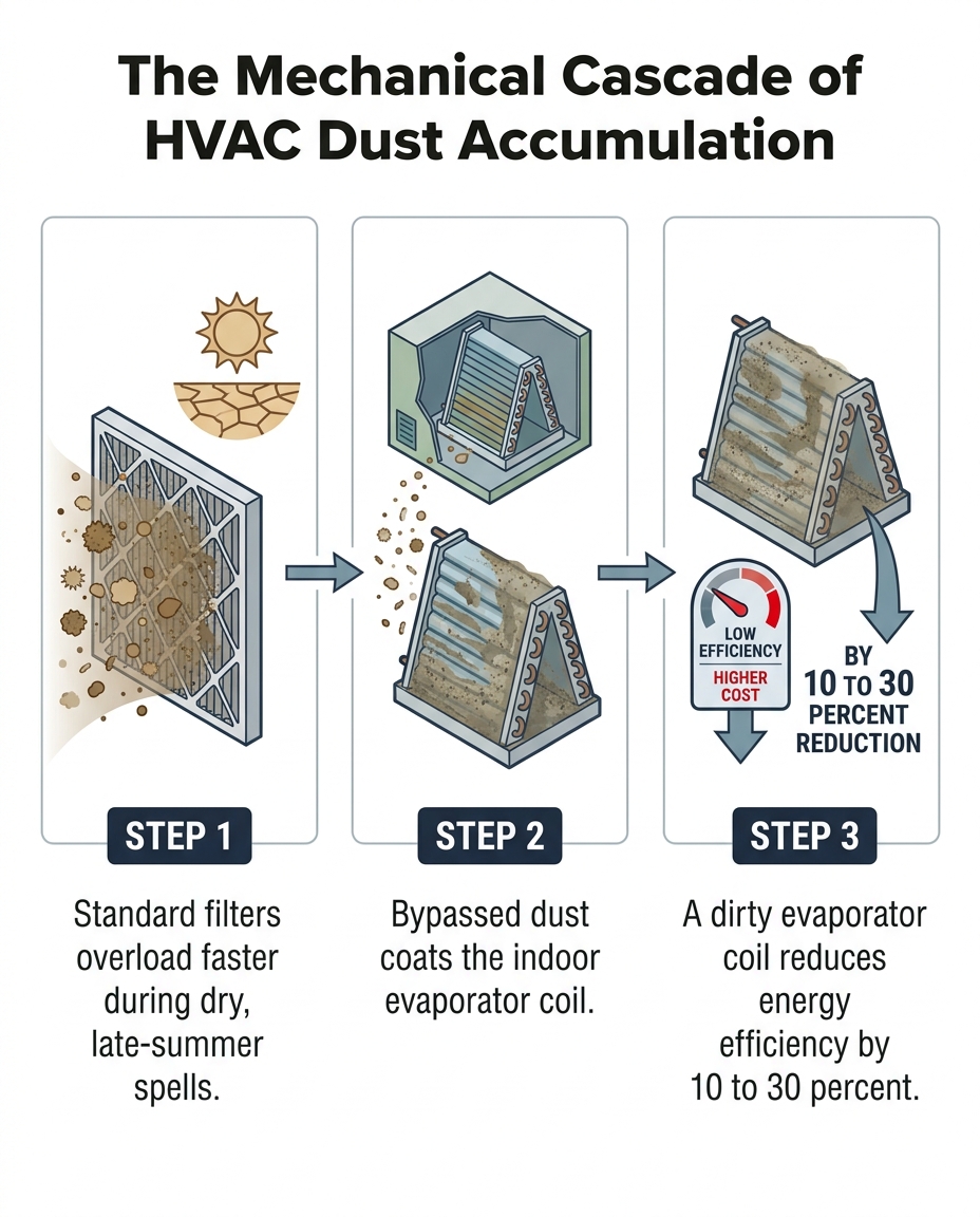 The Mechanical Cascade of HVAC Dust Accumulation