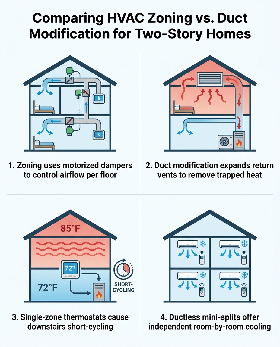 Comparing HVAC Zoning vs. Duct Modification for Two-Story Homes