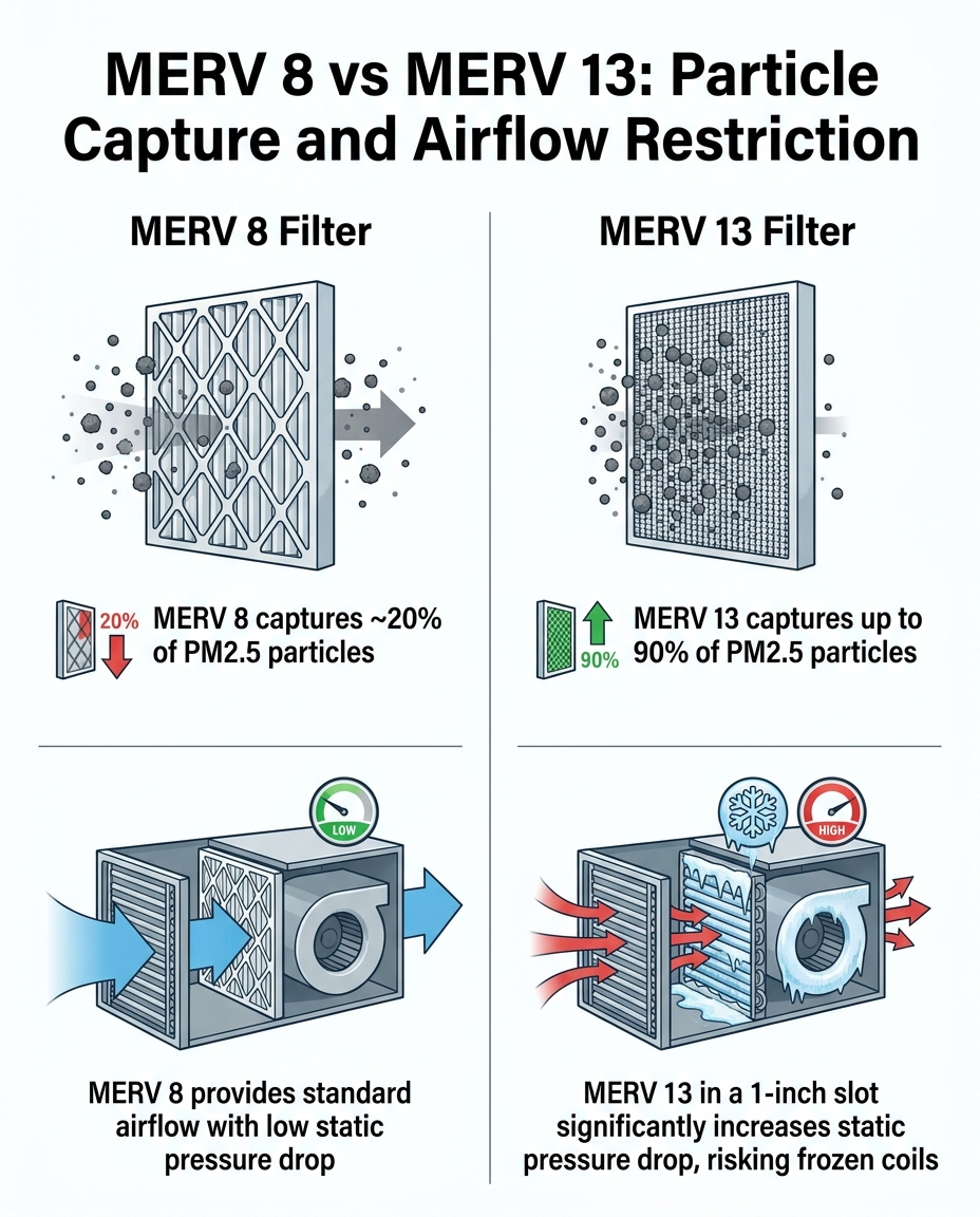 MERV 8 vs MERV 13: Particle Capture and Airflow Restriction