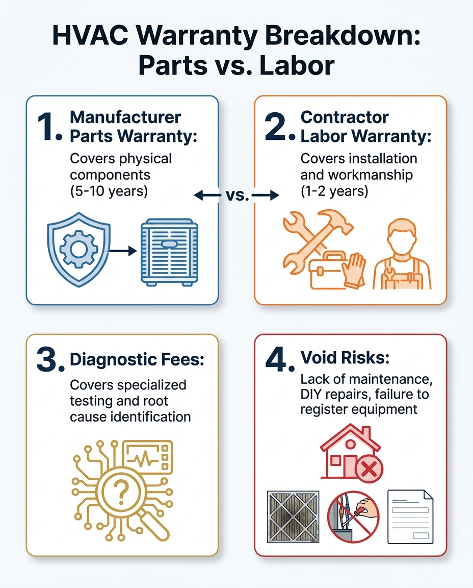 HVAC Warranty Breakdown: Parts vs. Labor