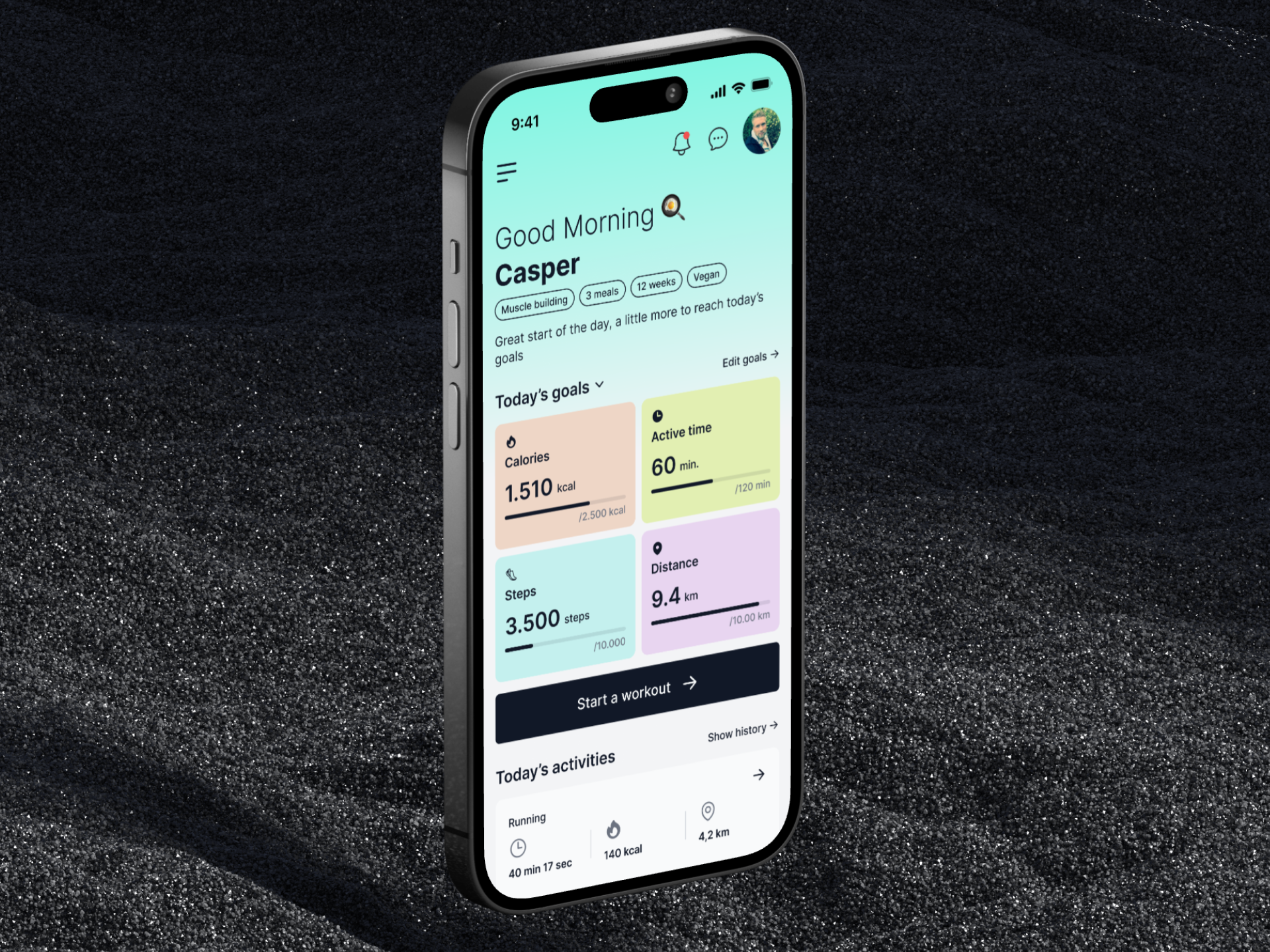 Intelligent Health Coach app design screenshot 1 of 5