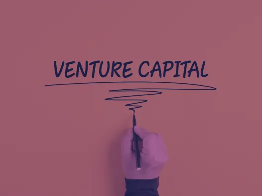Hand holding a marker right under the freshly written words "Venture Capital"