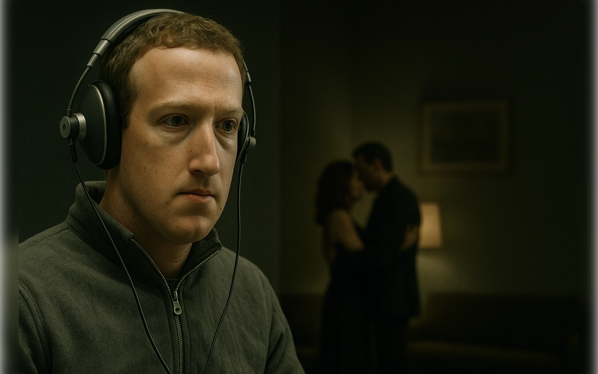 Mark Zuckerberg von Meta hört mit Kopfhörern mit
