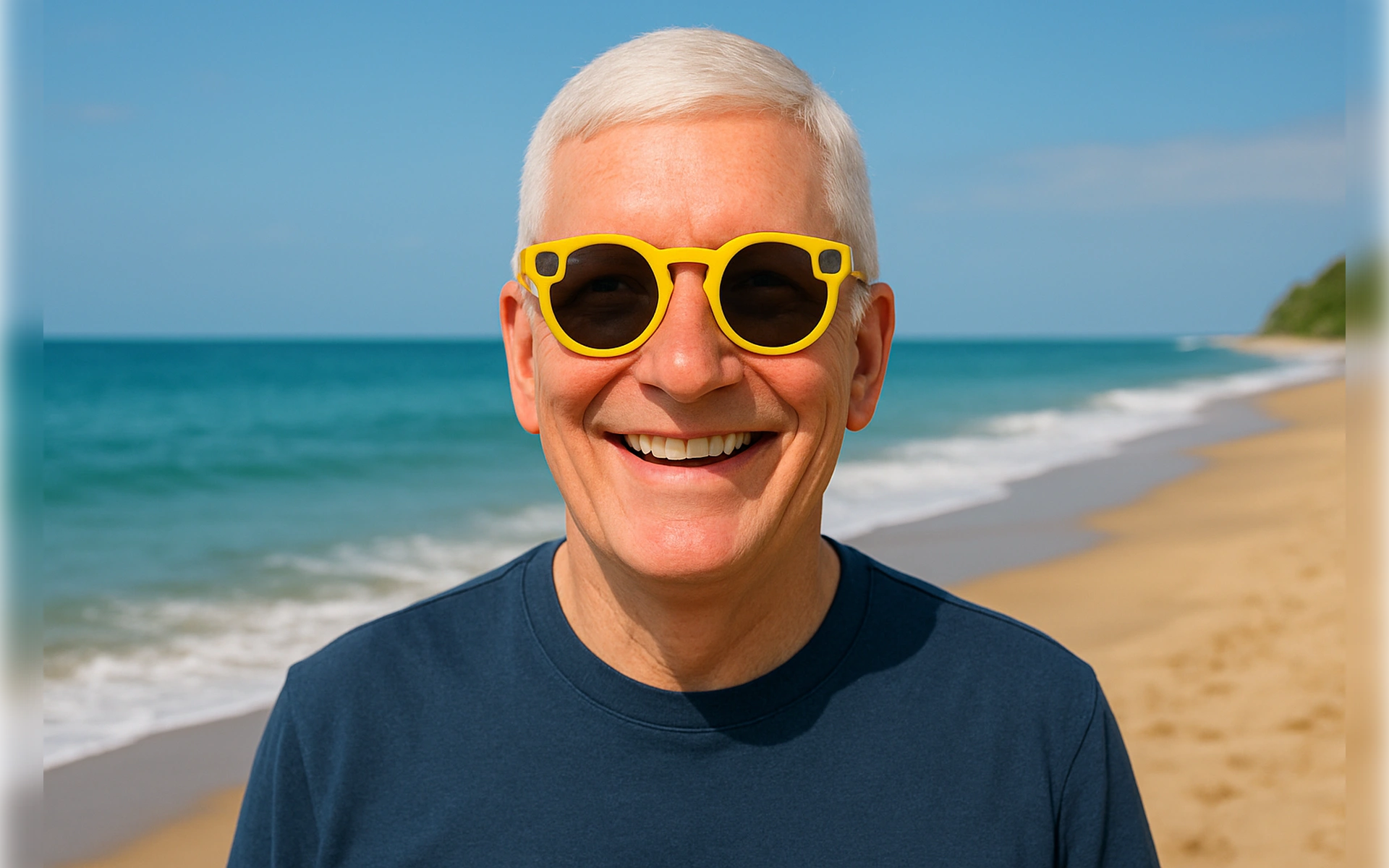 Tim Cook mit Sonnenbrille am Strand