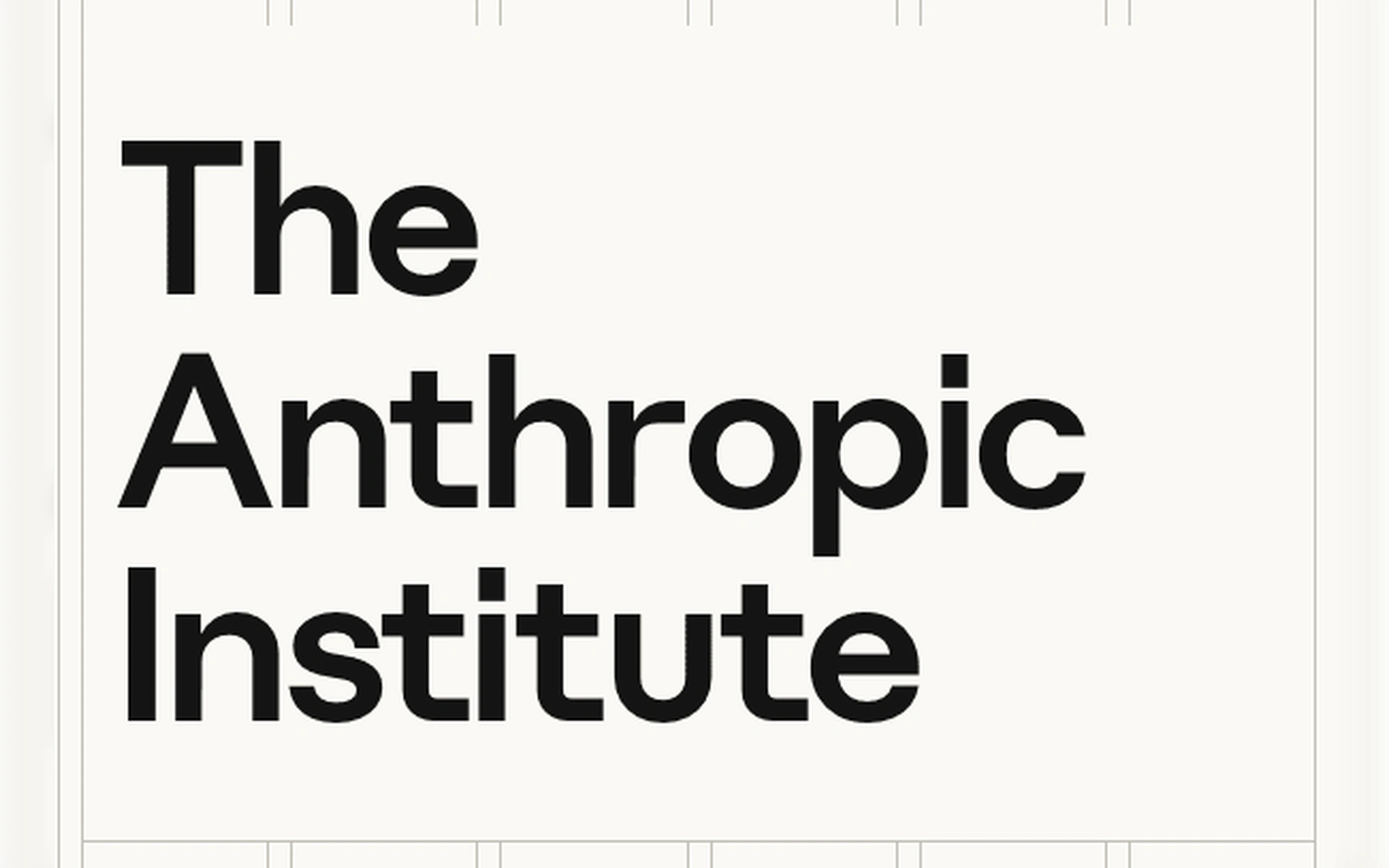 Der schwarze, serifenlose Schriftzug „The Anthropic Institute“ erstreckt sich in fetten Buchstaben über drei Zeilen auf einem hellen, cremefarbenen Hintergrund.