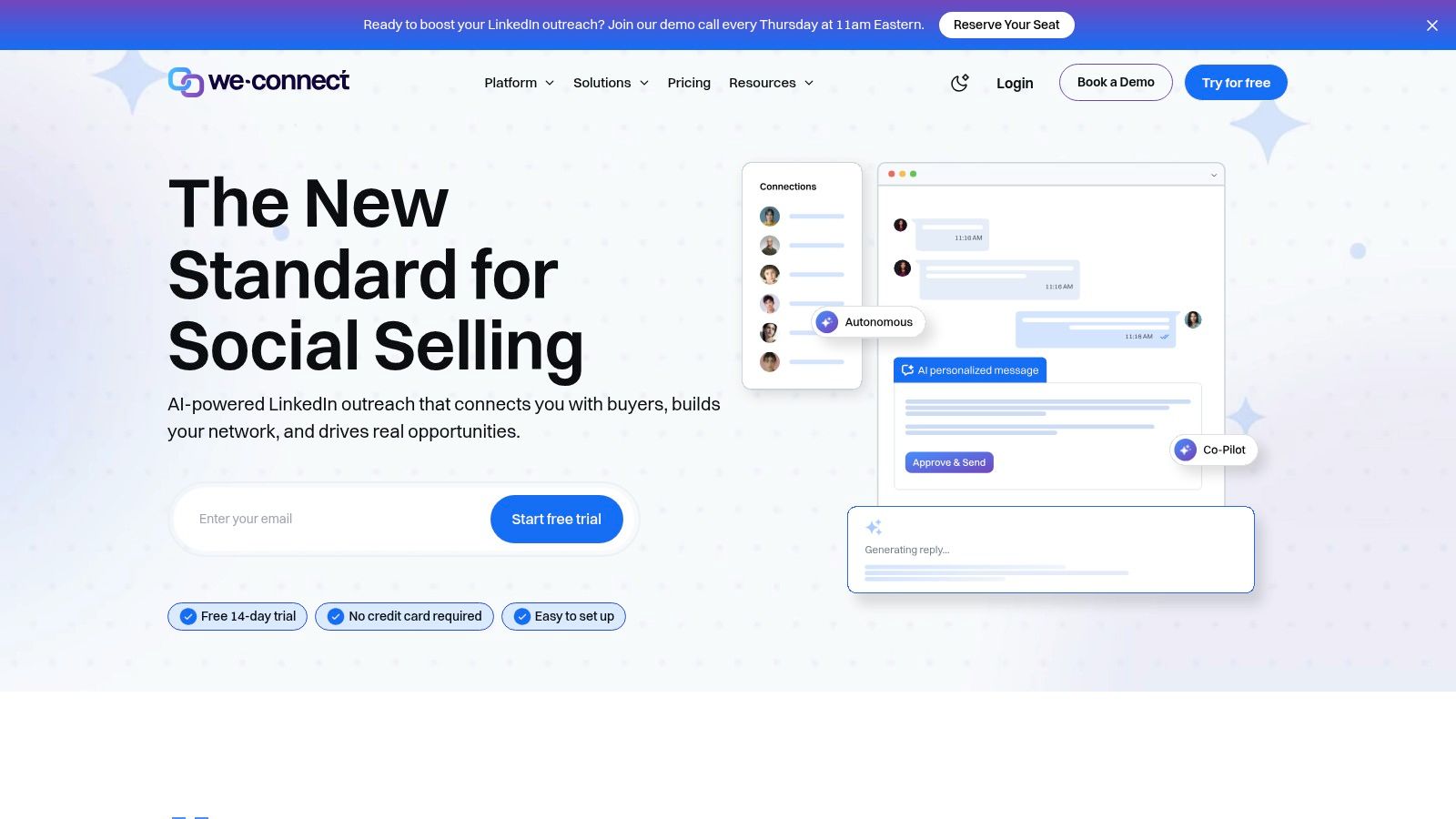We-Connect platform dashboard showing campaign setup and user interface