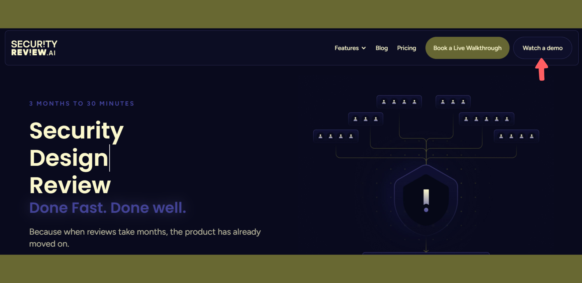 Watch a Demo button on the SecurityReview.AI homepage