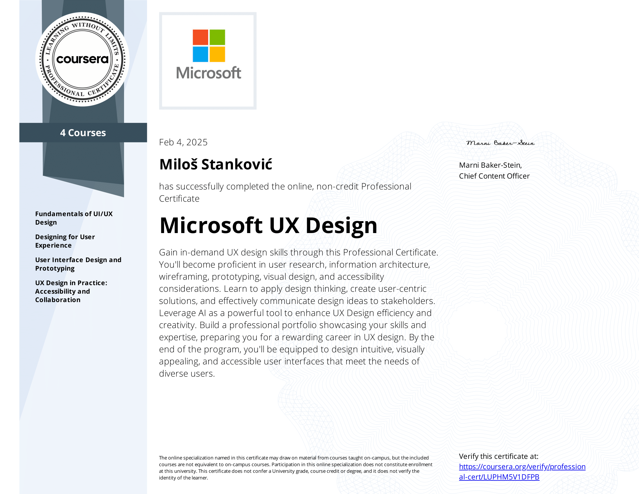 Microsoft UX Design Certificate