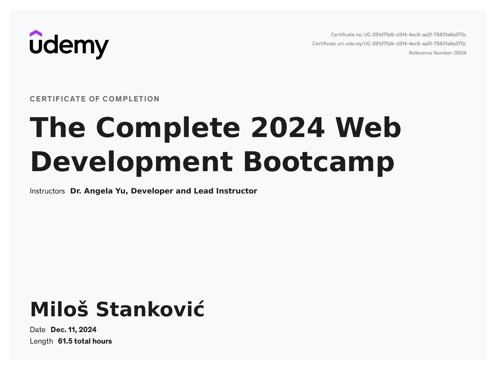 Web Development Certificate