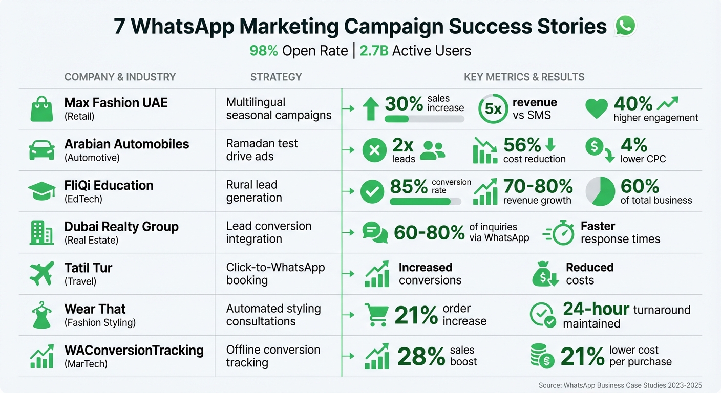 7 WhatsApp Marketing Campaign Results Comparison