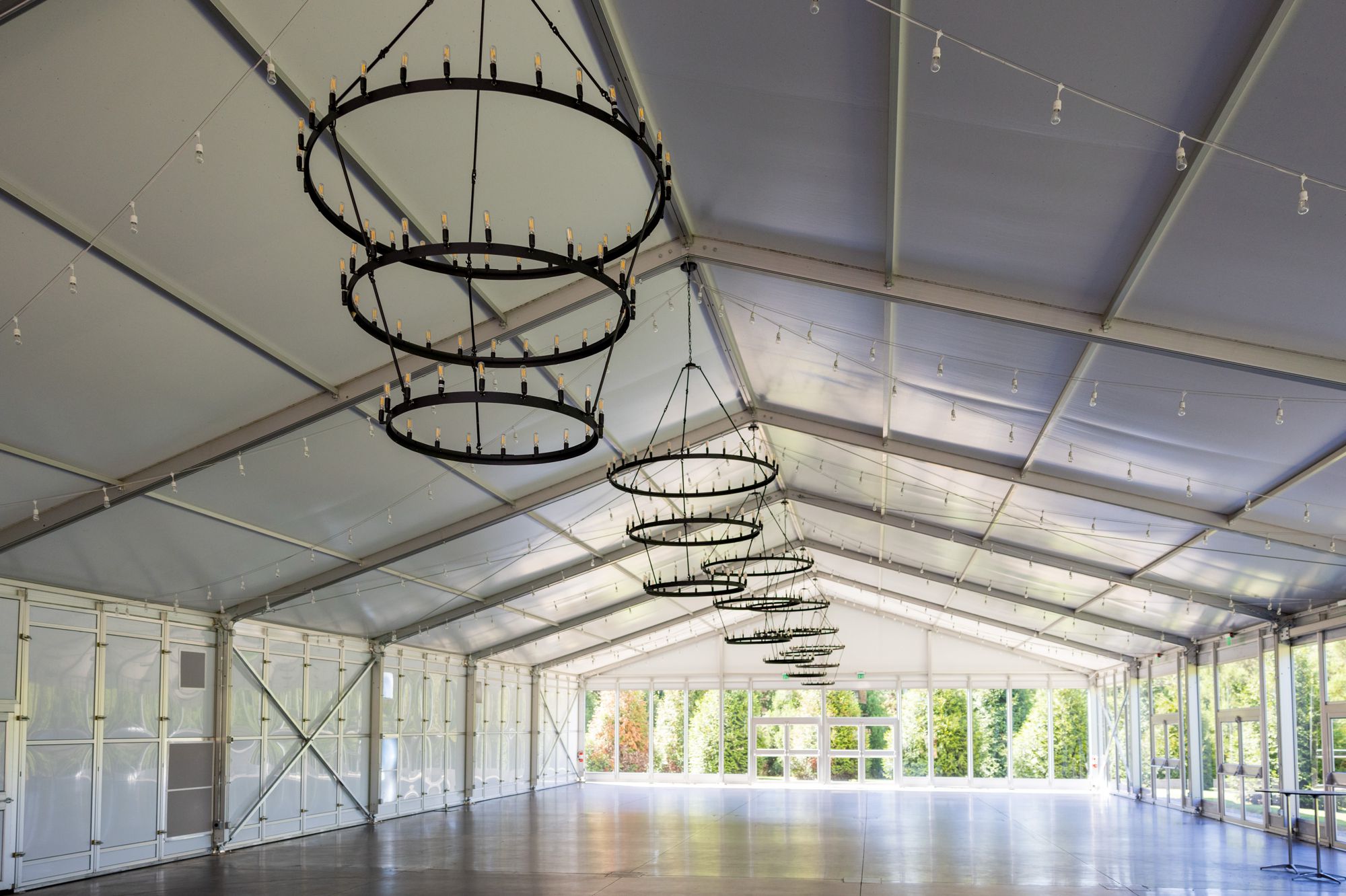 Dover Hall's Glass Hall, outdoor reception space, big wedding