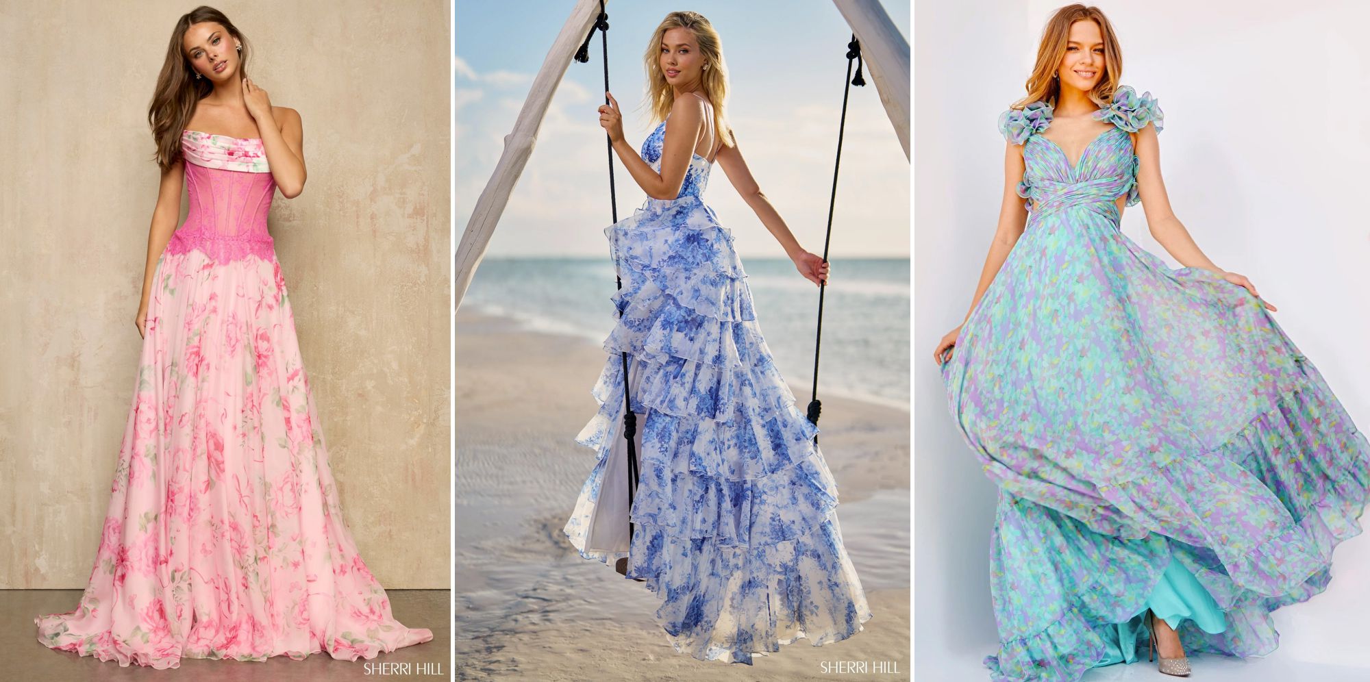 Couture floral prom dress for senior pictures